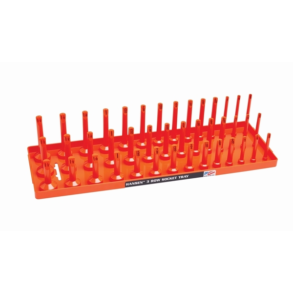 Hansen Global 1/2" SAE 3-Row Socket Tray, Orange 12053